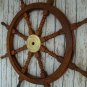 36"Nautical Wooden Ship Steering Wheel Pirate Decor Wood Brass Fishing Wall Boat