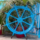 36"Nautical Ship Steering Wheel Pirate Decor Wooden Brass Blue Fishing Wall Boat 36"Nautical Ship Steering Wheel Pirate Decor Wooden Brass Blue Fishing Wall Boat