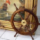 Nautical Wooden Ship Steering Wheel 36"Pirate Decor Wood Brass Fishing Wall Boat Nautical Wooden Ship Steering Wheel 36"Pirate Decor Wood Brass Fishing Wall Boat
