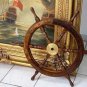 Nautical Wooden Ship Steering Wheel 36"Pirate Decor Wood Brass Fishing Wall Boat