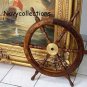 Nautical Wooden Ship Steering Wheel 36"Pirate Decor Wood Brass Fishing Wall Boat