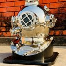 Diving Divers Helmet Wt wooden Base US Navy Marine Mark V Deep Sea chrome helmet