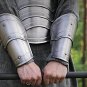 Medieval Armor Half Arm Guard ~ Knight Crusader Silver Bracers Larp protection