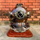 Diving Divers Helmet Wt wooden Base US Navy Marine Mark V Deep Sea Brown helmet