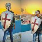 Medieval Templar Shield Steel Wall Decor Heater Shield/ gladiator mask Halloween gift for him