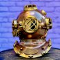 Boston Scuba Diving Helmet With Wooden Base - Brown finish deep sea divers helmet -