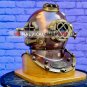 Boston Scuba Diving Helmet With Wooden Base - Brown finish deep sea divers helmet -