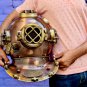 Boston Scuba Diving Helmet With Wooden Base - Brown finish deep sea divers helmet -