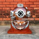 Boston scuba diving helmet with Wooden Base and hanging weight
