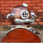 Boston scuba diving helmet with Wooden Base and hanging weight