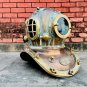 Boston copper brass diving helmet with wooden base