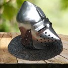Medieval Knight Bascinet Helmet with Chainmail Aventail - Battle-Ready, Medieval Knight Bascinet Helmet with Chainmail Aventail - Battle-Ready,