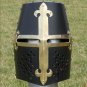 Crusader Medieval Templar Knight Black Helmet Holy Cross Templar Jerusalem