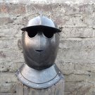 Halloween Savoyard helmet with stand- Medieval Knight Helmet - Larp Fancy Armour Costume