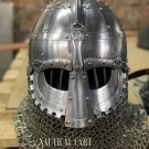 Medieval Steel Viking Vendel Helmet With Chainmail, SCA/ LARP Helmet Gift item.