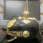German Pickelhaube Helmet Militaria Leather Prussian with stand Imperial Black