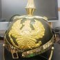 German Pickelhaube Helmet Militaria Leather Prussian with stand Imperial Black