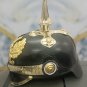 German Pickelhaube Helmet Militaria Leather Prussian with stand Imperial Black