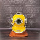 Nautical Marine Yellow Scuba diving helmet With Base US navy mark V divers helmet
