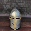 Templar helmet, Templar Knight helmet with Mason's Brass Cross, Medieval crusader