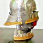 Medieval Knight European Closed Helmet Armor 18G Steel German Helmet With Stand