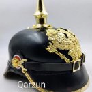 German WWI Pickelhaube Leather & Brass Helmet Imperial Prussian Spike Helmet