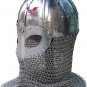 Medieval Viking Helmet Battle Armor 18G Steel and Chainmail SCA Larp