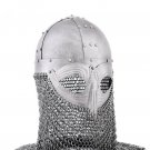 Battle-Merchant Vendel Viking Helmet with Chainmail Aventail and leather liner inlet with Chinstrap Battle-Merchant Vendel Viking Helmet with Chainmail Aventail and leather liner inlet with Chinstrap