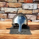 Medieval Norman Nasal Helmet Steel Chain-mail Helmet Authentic Armor Helmet  With Stand