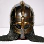 Medieval Viking Helmet With Chainmail Medieval Knight Warrior's Armor Chainmail Helmet With Stand