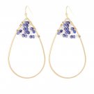 Hde3070 - Open Teardrop With Rondelle Beads Earrings-Blue