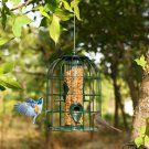 Squirrel-proof Caged Tube Wild Bird Feeder Outdoor Metal Seed Guard Deterrent