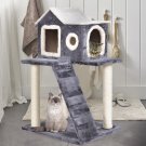 36 Inch Tower Condo Scratching Posts Ladder Cat Tree , Grey & White