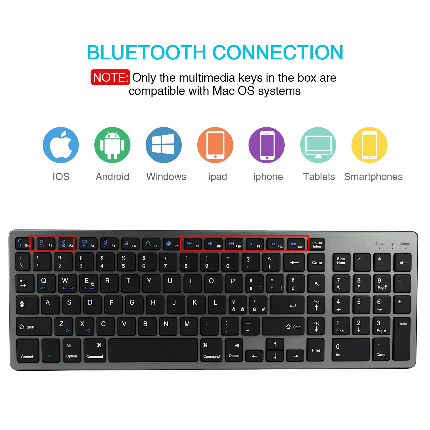 Tablet Phone Universal Digital Rechargeable Bluetooth Keyboard
