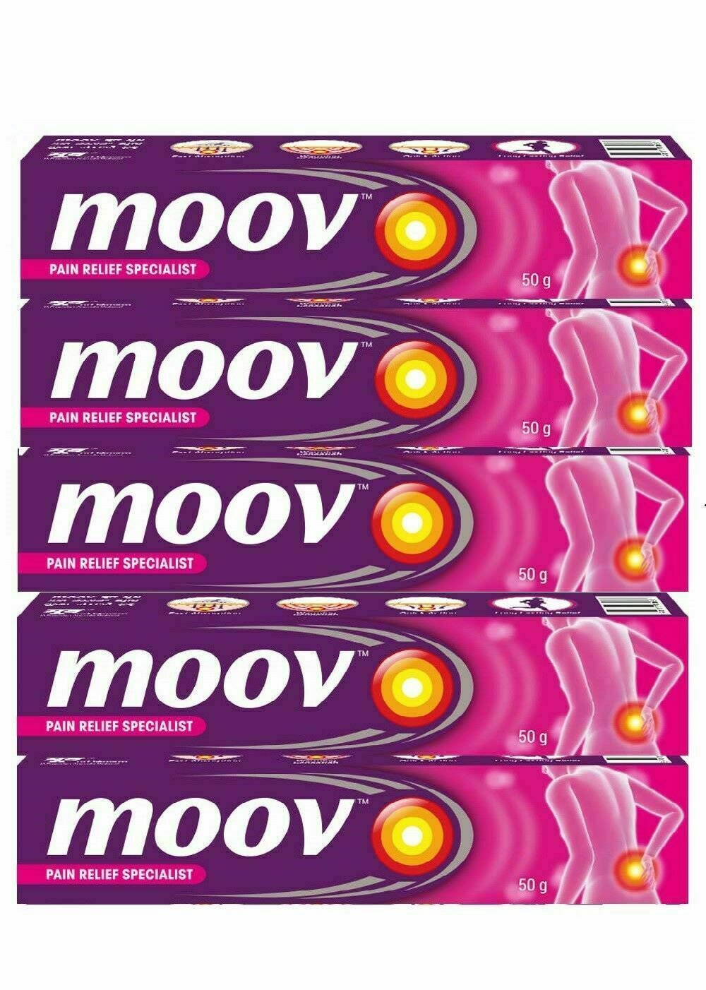 5 pc Moov Ayurvedic Cream Formula Nilgiri Oil Fast Pain Relief Cream 50gm