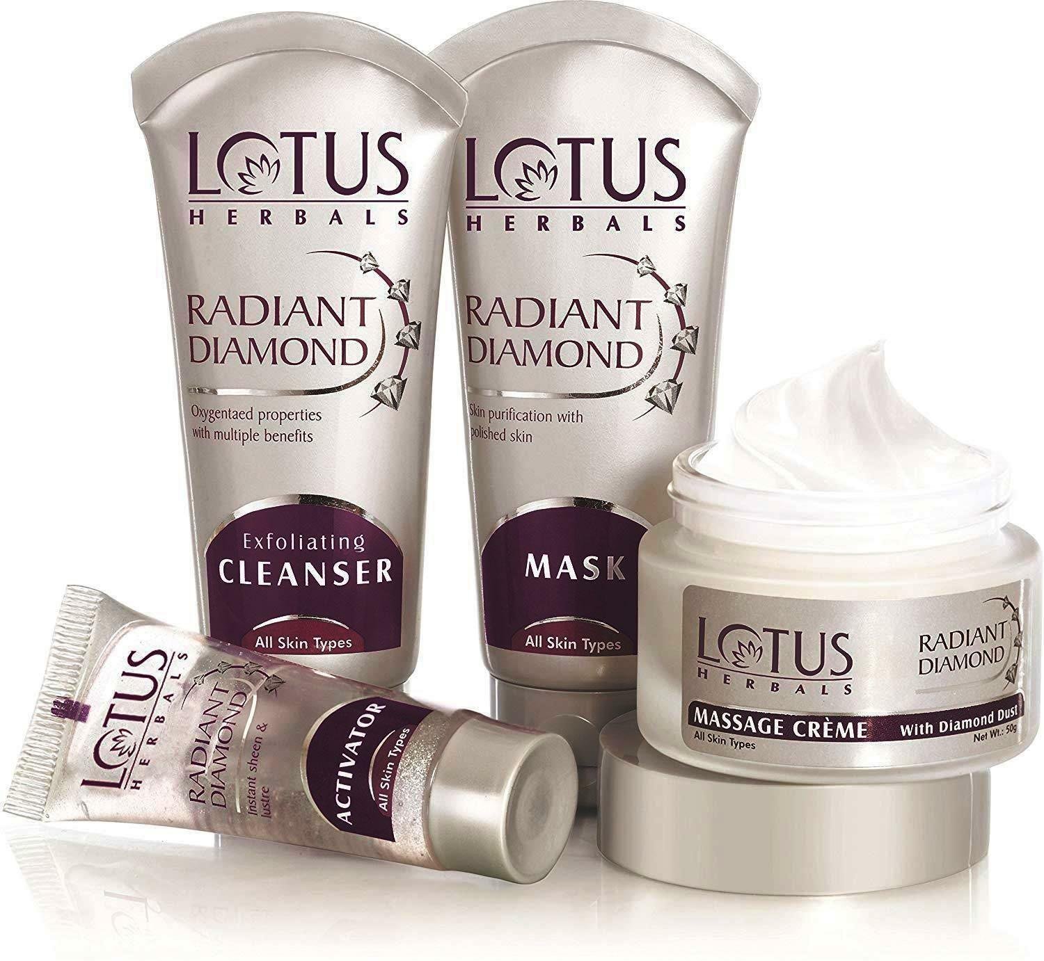 Lotus Herbal Radiant Diamond Cellular Glow Facial Kit (Set of 4) - 170 Gram