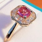 Pink Sapphire With Diamonds in I8ct Yellow Gold Deco Style Ring Setting