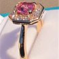Pink Sapphire With Diamonds in I8ct Yellow Gold Deco Style Ring Setting