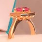 Pink Sapphire With Diamonds in I8ct Yellow Gold Deco Style Ring Setting