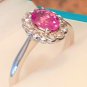 Pink Sapphire and Diamonds in Vintage Style Platinum Ring Setting