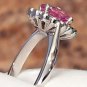 Pink Sapphire and Diamonds in Vintage Style Platinum Ring Setting