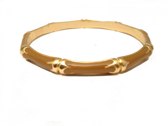 TRENDY CELEBRITY BROWN ENAMEL BAMBOO BANGLE BRACELET