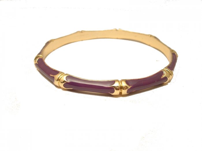 TRENDY CELEBRITY PURPLE ENAMEL BAMBOO BANGLE BRACELET