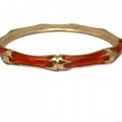 TRENDY CELEBRITY RED ENAMEL BAMBOO BANGLE BRACELET