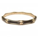 TRENDY CELEBRITY BLACK ENAMEL BAMBOO BANGLE BRACELET
