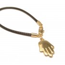 CELEBRITY LEATHER BLACK CORD HAMSA BRACELET *Retail $45