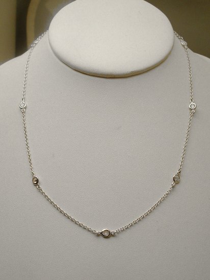 STERLING 18" DIAMOND SIMULATED BY THE YARD NECKLACE