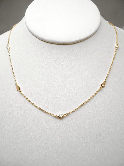 GOLD VERMEIL 18"DIAMOND SIMULATED BY THE YARD NECKLACE