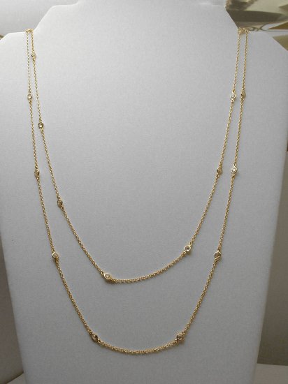 GOLD VERMEIL 60" DIAMOND SIMULATED BY THE YARD NECKLACE