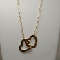 TRENDY CELEBRITY DOUBLE HEART GOLDTONE NECKLACE 24"